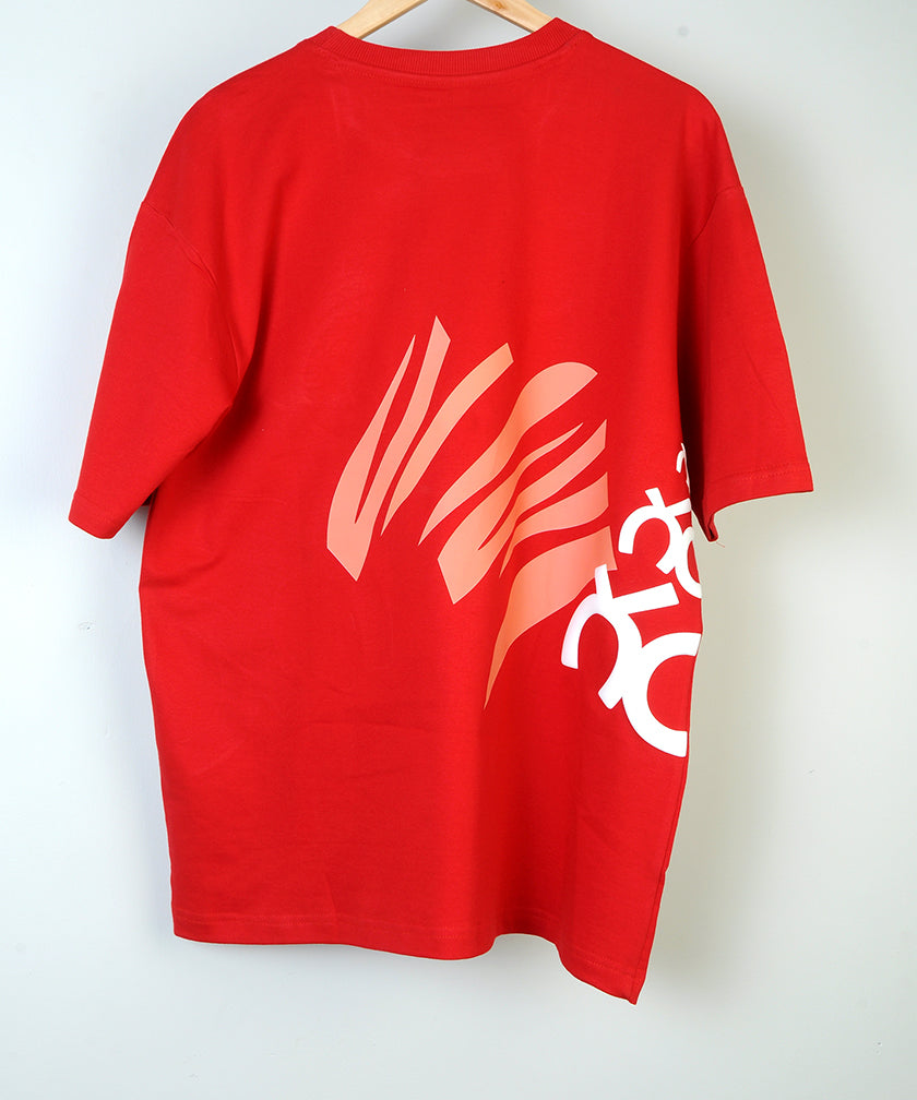 Gam Ganapathi Red Oversized T-shirt
