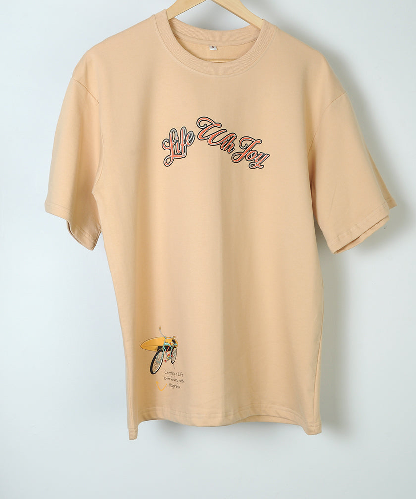 Life with joy Light Beige Heavyweight Oversized T-shirt